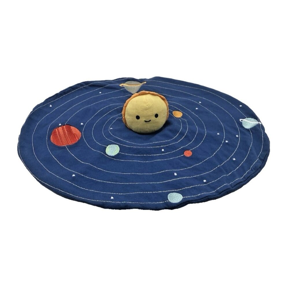Kiwi Co Organic Cosmo Sun Planets Solar Round Baby Lovey Security Blanket Cotton